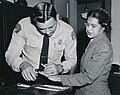 Image 7Rosa Parks being fingerprinted by Deputy Sheriff D.H. Lackey after her arrest for boycotting public transportation (from Montgomery bus boycott)