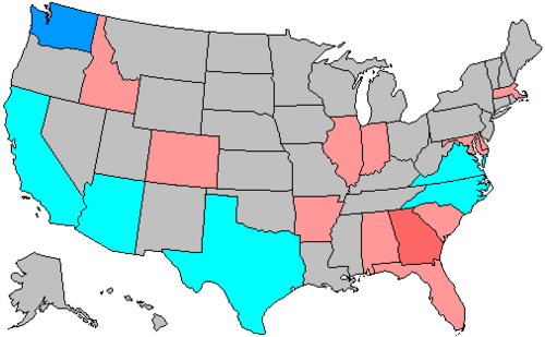 Change in seats     6+ Democratic gain      6+ Republican gain     3-5 Democratic gain      3-5 Republican gain     1-2 Democratic gain      1-2 Republican gain     no net change