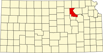 Map of Kansas highlighting Riley County