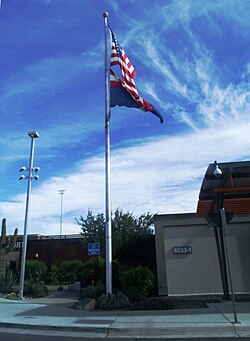 The Base Flagpole, built in December 1941, is significant for its symbolic and traditional association with the origins and history of Williams Air Force Base (now Mesa Gateway Airport). The pole was erected by the Del E. Webb Construction Company. Listed in the National Register of Historic Places – 1995 Reference 95000744.