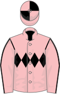 Pink, black triple diamond, black seams on sleeves, quartered cap