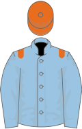 Light blue, orange epaulets, orange cap