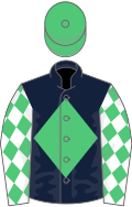 Dark Blue, Emerald Green Diamond, White sleeves, Emerald Green diamonds, Emerald Green cap