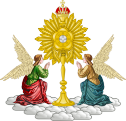 Mariavite emblem composed of two angels and a monstrance
