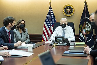 President Biden, Vice President Harris and members of the President's national security team observe the counterterrorism operation which resulted in al-Qurashi's death.