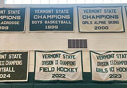 athletic championship banners Woodstock Union High School