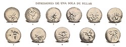 Drawn diagram of billiard balls making various exaggerated expressions.