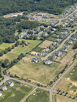 New Jersey suburbia in Monroe Township, Middlesex County. Despite being the most densely populated U.S. state, New Jersey is mostly suburban.