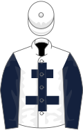 White, dark blue cross of lorraine and sleeves