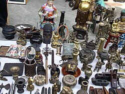 Buddhist sculptures in a flea market