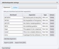 WikiTextExpander with a truncated list of default expansions