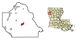 Location of Mansfield in De Soto Parish, Louisiana.