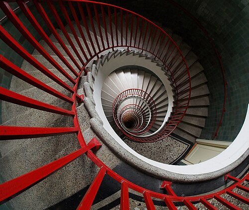 Art Deco-style spiral stairs of Nebotičnik, by PetarM