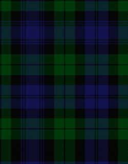 Black Watch tartan with a selvedge mark at the bottom (also herringbone) (detail)