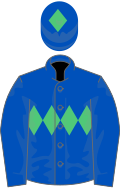 Royal blue, emerald green triple diamond and diamond on cap