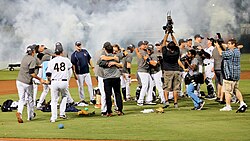 The RailRiders celebrate their 2016 Governors' Cup championship.