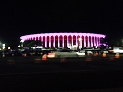 An image of The Forum at night time.