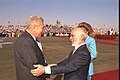 Ezer Weizman greeting King Hussein of Jordan.
