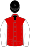 Red, white sleeves, black cap
