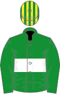 Green , white hoop, yellow and green striped cap