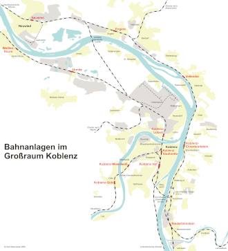 Map of railways in greater Koblenz