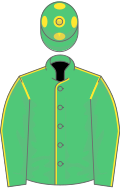 EMERALD GREEN, yellow seams, emerald green cap, yellow spots