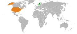 Location map for Sweden and the United States.