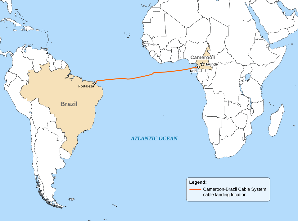 File:Map of Cameroon-Brazil Cable System route.svg