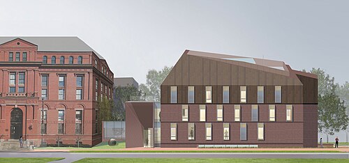 Architect's rendering of the Tozzer Library building