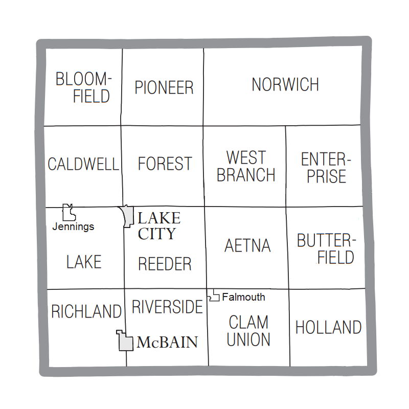File:Missaukee County, MI census map (2020).png