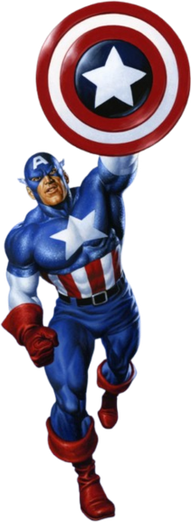 Captain America posing while holding his shield