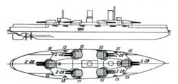 Plan and profile of SMS Westfalen