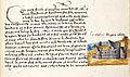Enghien depicted in a manuscript of Jean d'Enghien's chronicle from the 1470s