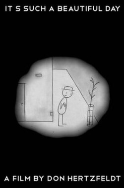 Black and white stick figure wearing a hat