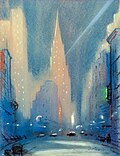 Chrysler Building, about 1945, pastel
